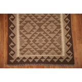 Flat-weave Geometric Kilim Reversible Area Rug Oriental Wool Carpet - 3'0" x 5'2"