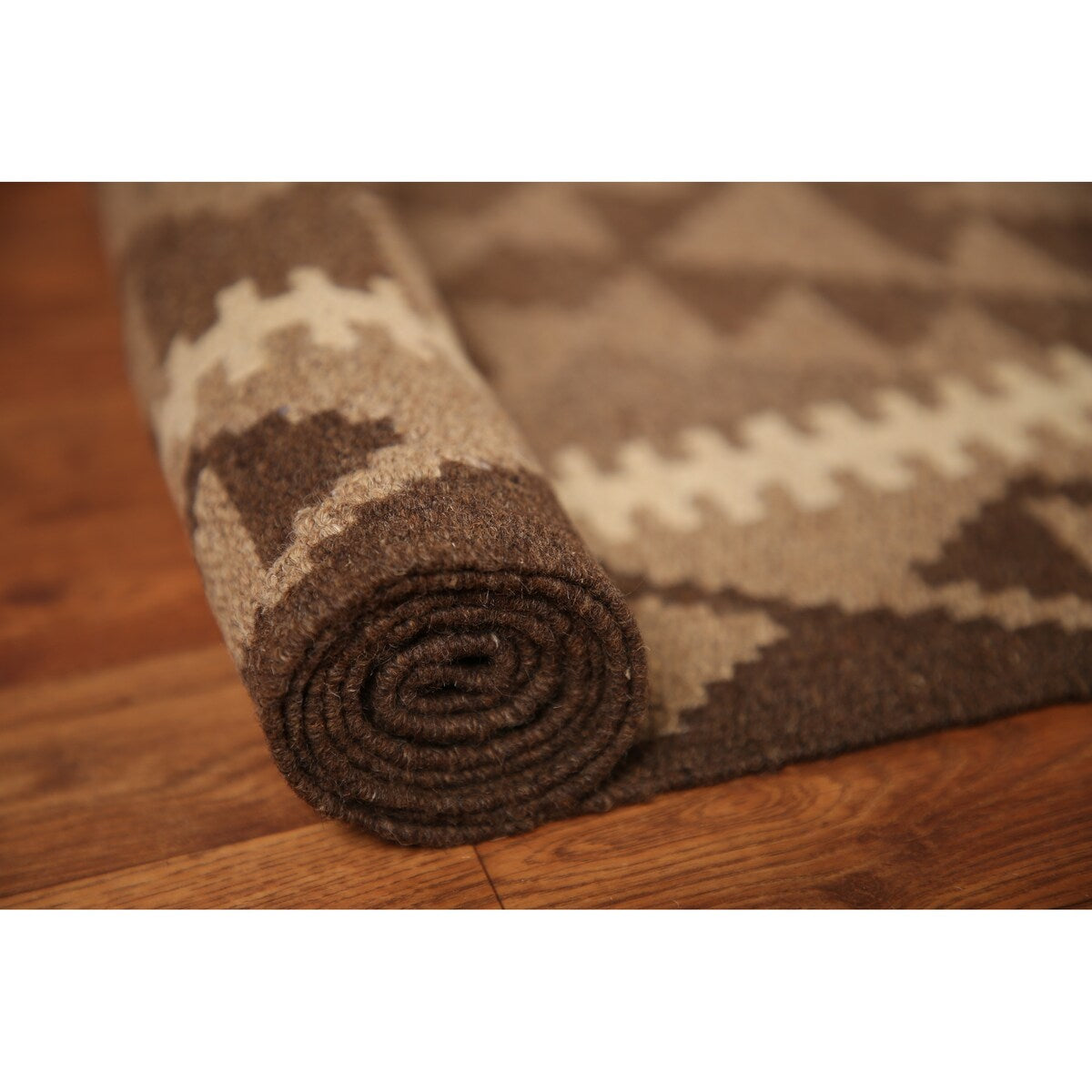 Flat-weave Geometric Kilim Reversible Area Rug Oriental Wool Carpet - 3'0" x 5'2"