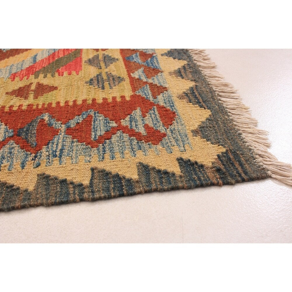 Flat-weave Hereke FW Gold, Red Wool Rug - 5'1 x 8'3