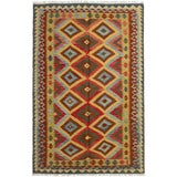 Flat-weave Hereke FW Gold, Red Wool Rug - 5'1 x 8'3