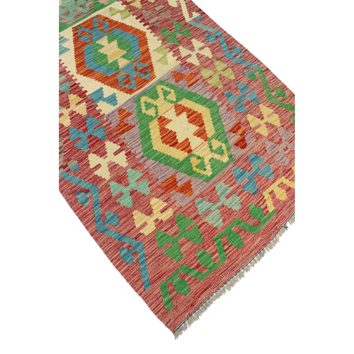 Flatweave Shynar Red/Ivory Runner - 2'10" x 9'11"