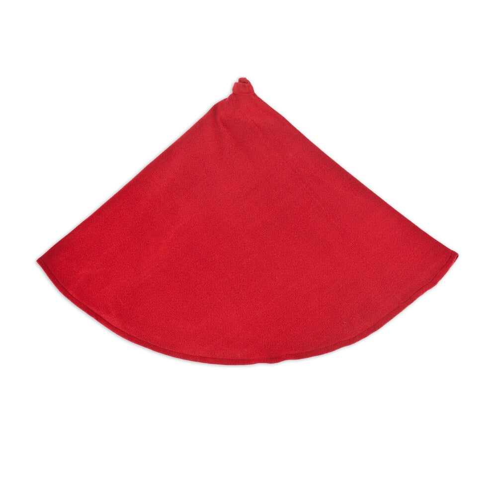 Fleece Brick Red 53-inch Round Hemmed Tree Skirt