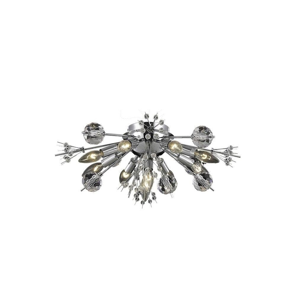 Fleur Illumination 10 light Chrome Flush Mount - elegant cut crystals