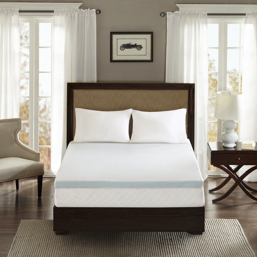 Madison Park 2-inch Gel Memory Foam Anti-microbial and Dust Mites Resistant Mattress Topper with Non-skid Back - White