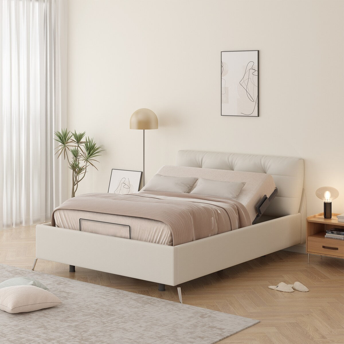 FunniHomi Twin XL/Queen/Split King Size Adjustable Bed Frame, Zero Clearance, Zero Gravity, Mattress Holder
