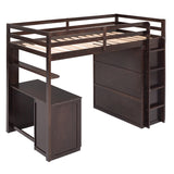 Flexible Design Twin size Loft Bed with Drawers,Desk,and Wardrobe