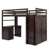 Flexible Design Twin size Loft Bed with Drawers,Desk,and Wardrobe
