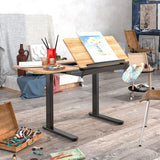 FlexiSpot Height Adjustable Drafting Table Multi-Function Drawing Table Tiltable Tabletop Reading Desk Office Computer Desk