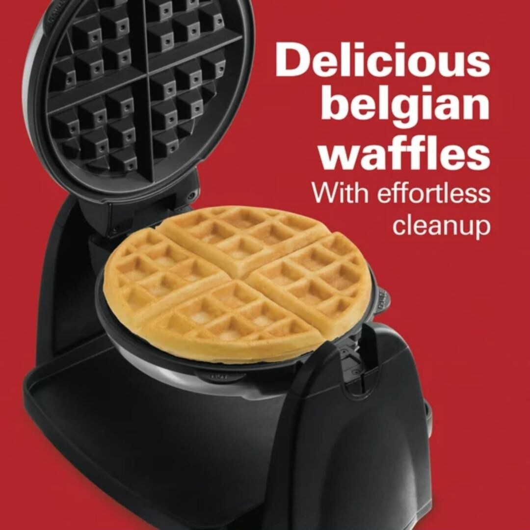 Flip Belgian Waffle Maker with Removable Plates, Black