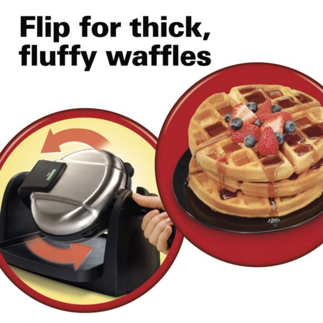Flip Belgian Waffle Maker with Removable Plates, Black