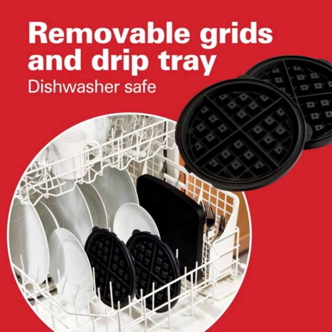 Flip Belgian Waffle Maker with Removable Plates, Black