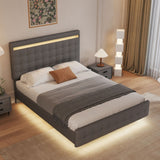 Floating Bed Frame Queen Size Upholstered Platform Bed
