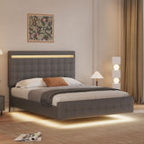 Floating Bed Frame Queen Size Upholstered Platform Bed