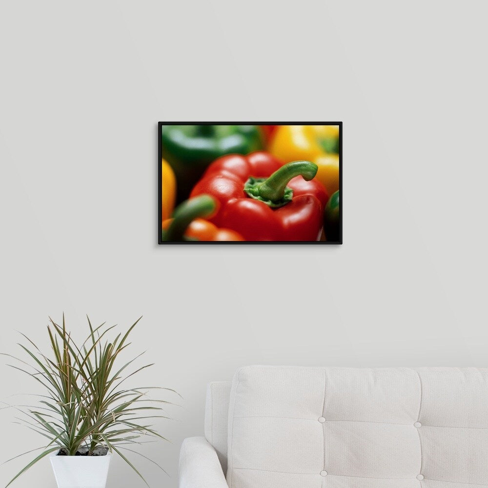 "Bell peppers" Black Float Frame Canvas Art