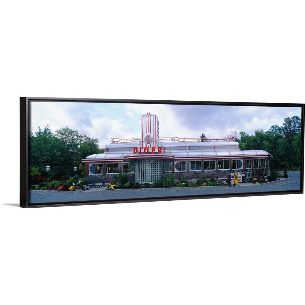 "Diner NY" Black Float Frame Canvas Art