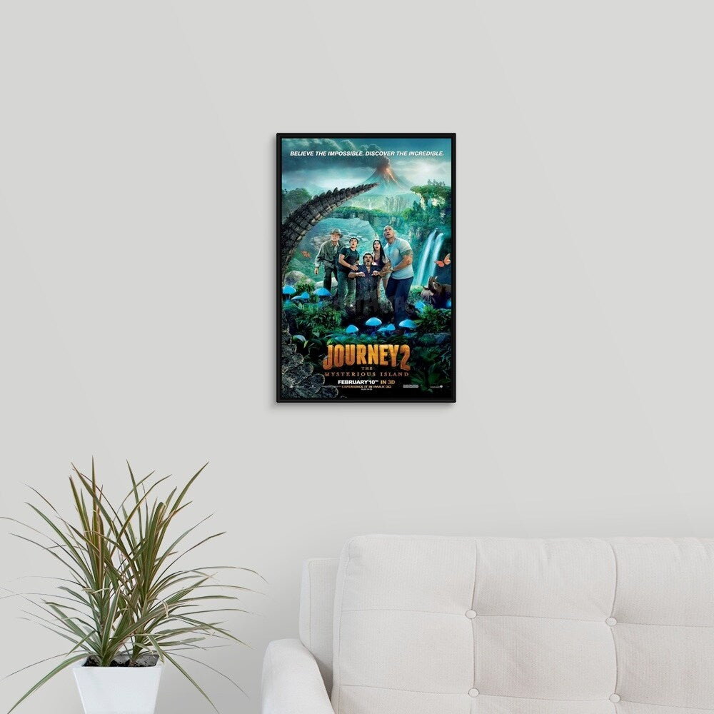 "Journey 2 The Mysterious Island - Movie Poster" Black Float Frame Canvas Art