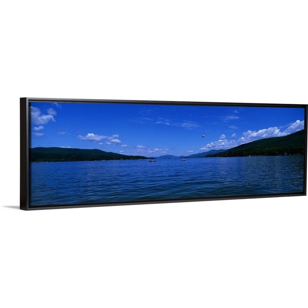 "Lake George NY" Black Float Frame Canvas Art