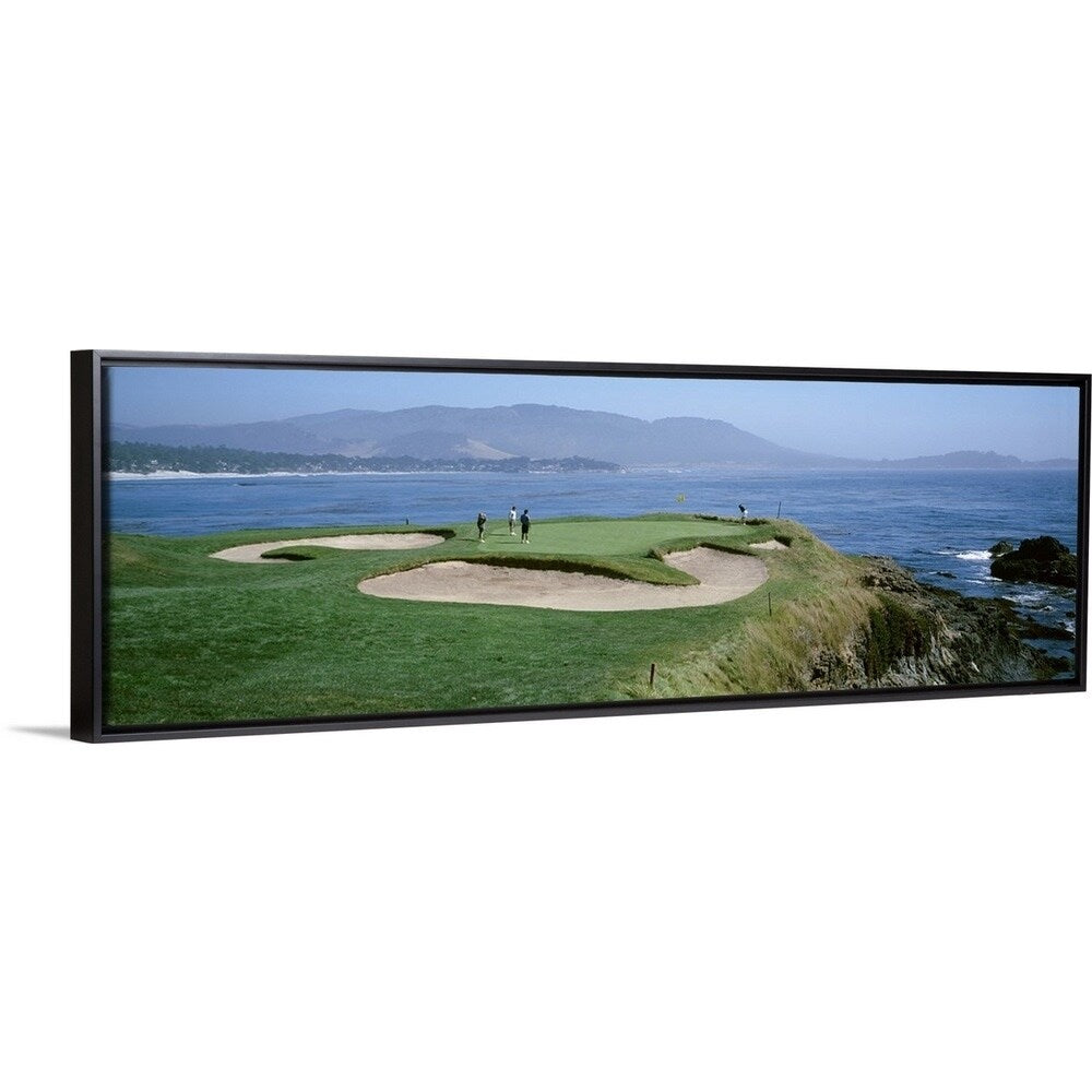 Floating Frame Premium Canvas with Black Frame entitled People playing golf at a golf course, Pebble Beach Golf Links,