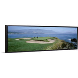 Floating Frame Premium Canvas with Black Frame entitled People playing golf at a golf course, Pebble Beach Golf Links,