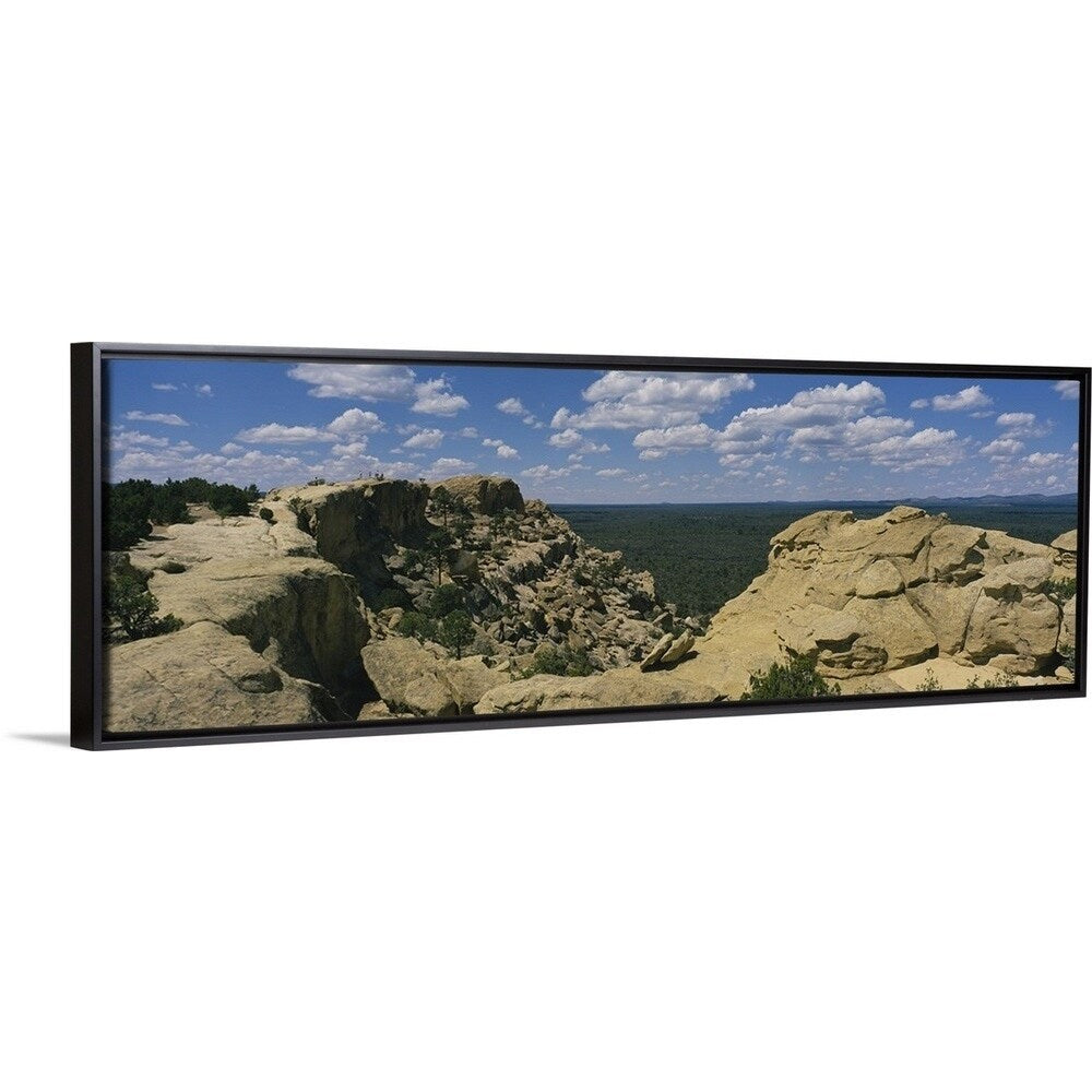 "Rock formations on a landscape, El Malpais National Monument, New Mexico" Black Float Frame Canvas Art