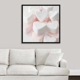 "Selection of pink and white heart shaped marshmallows." Black Float Frame Canvas Art
