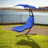 Floating Hanging Chaise Lounger Swing Chair with Pillow and Canopy