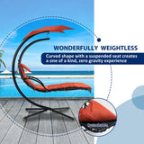 Floating Hanging Chaise Lounger Swing Chair with Pillow and Canopy