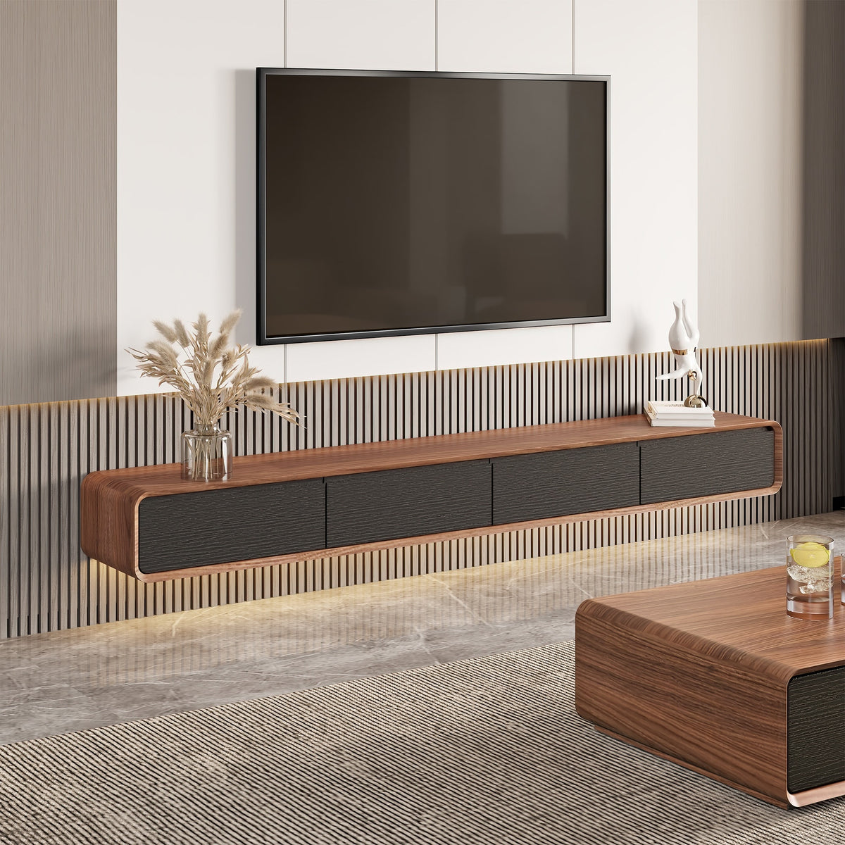 Floating Modern TV Stand for Living Room, Wall-Mounted Entertainment C