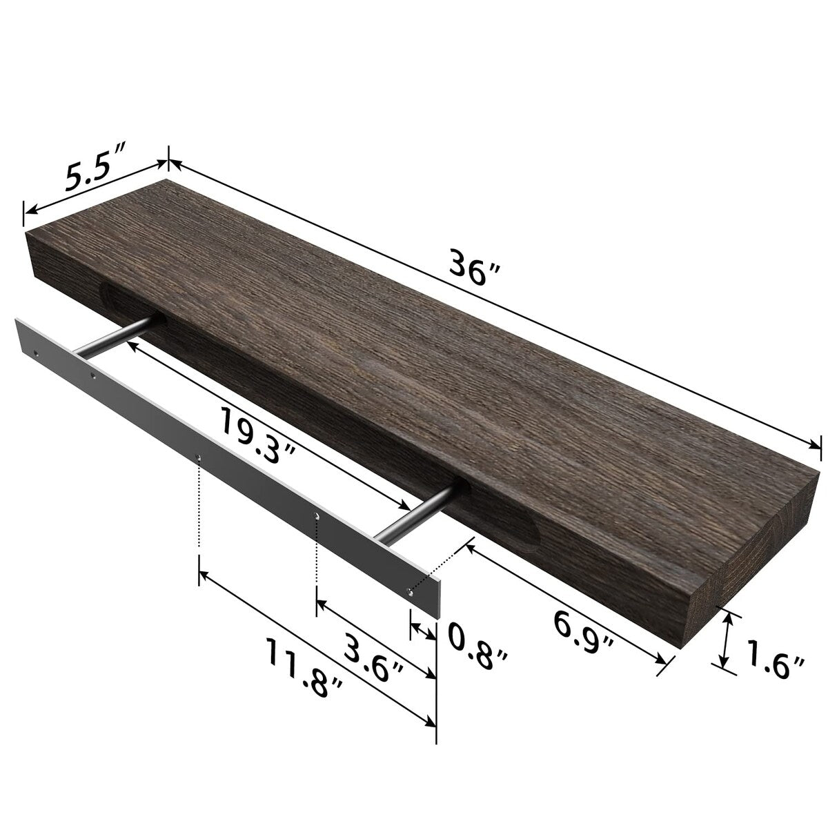 Floating Shelves 36 inches Rustic Natural Wood Shelf for Wall Set of 2 Open Shelving Farmhouse Light Wooden Wall Mounted