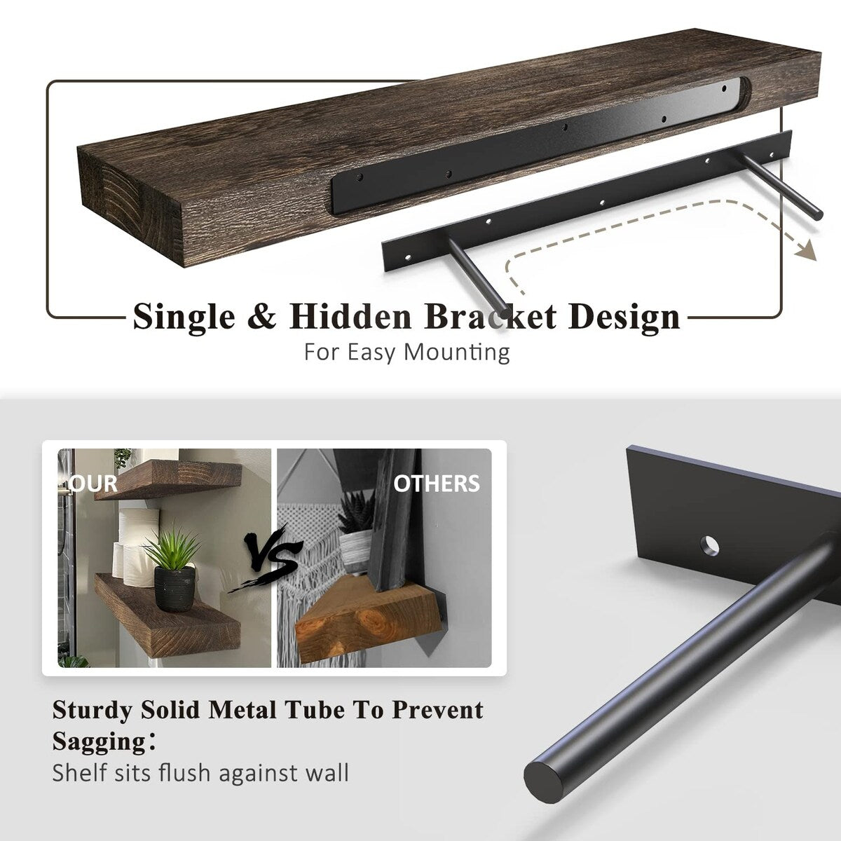 Floating Shelves 36 inches Rustic Natural Wood Shelf for Wall Set of 2 Open Shelving Farmhouse Light Wooden Wall Mounted