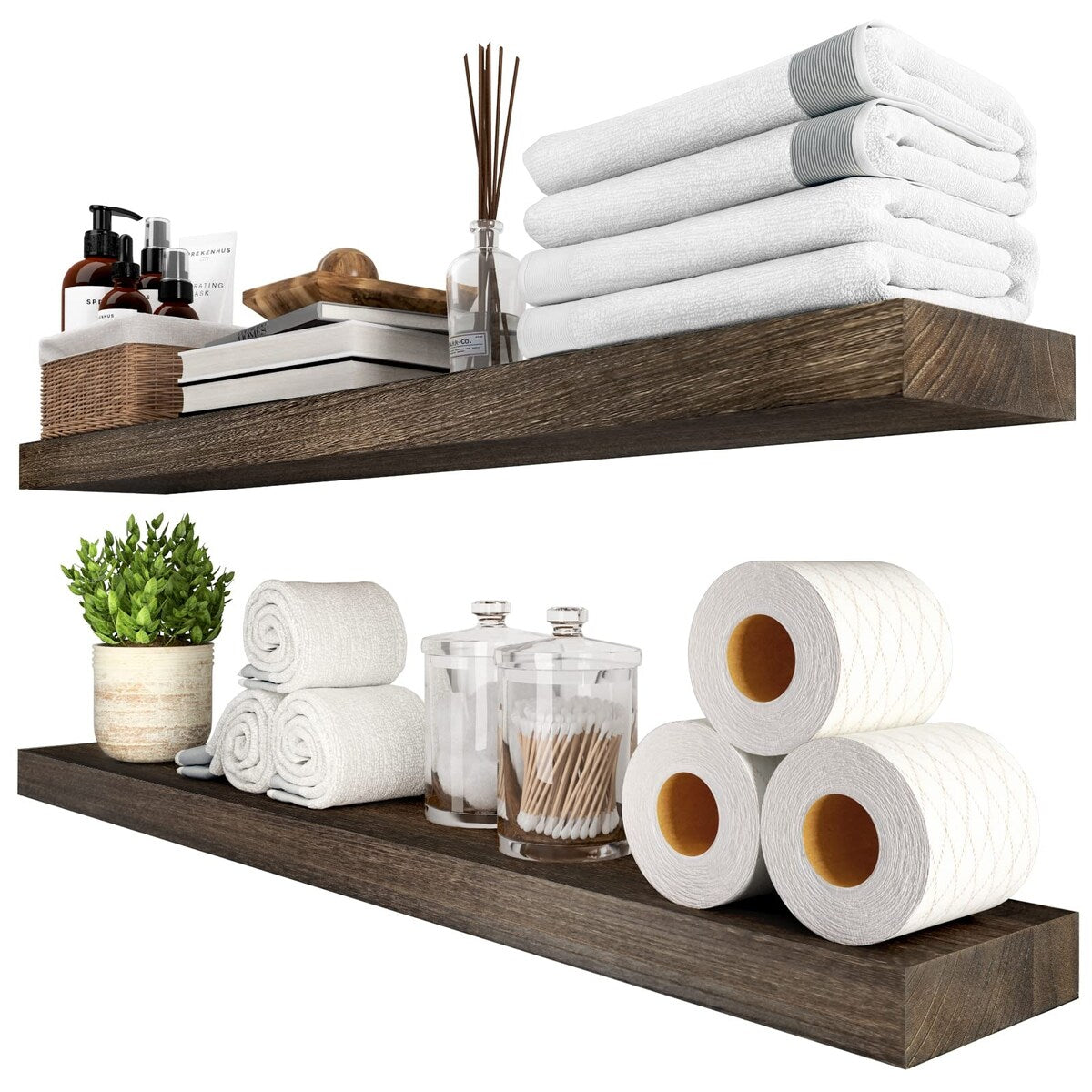 Floating Shelves 36 inches Rustic Natural Wood Shelf for Wall Set of 2 Open Shelving Farmhouse Light Wooden Wall Mounted