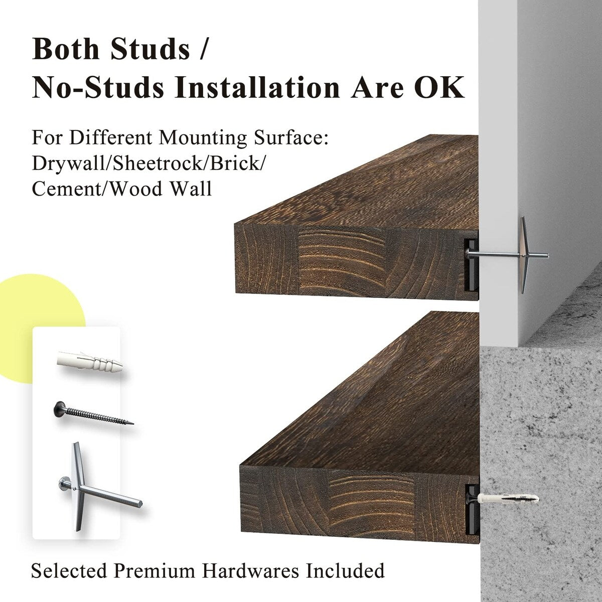 Floating Shelves 36 inches Rustic Natural Wood Shelf for Wall Set of 2 Open Shelving Farmhouse Light Wooden Wall Mounted