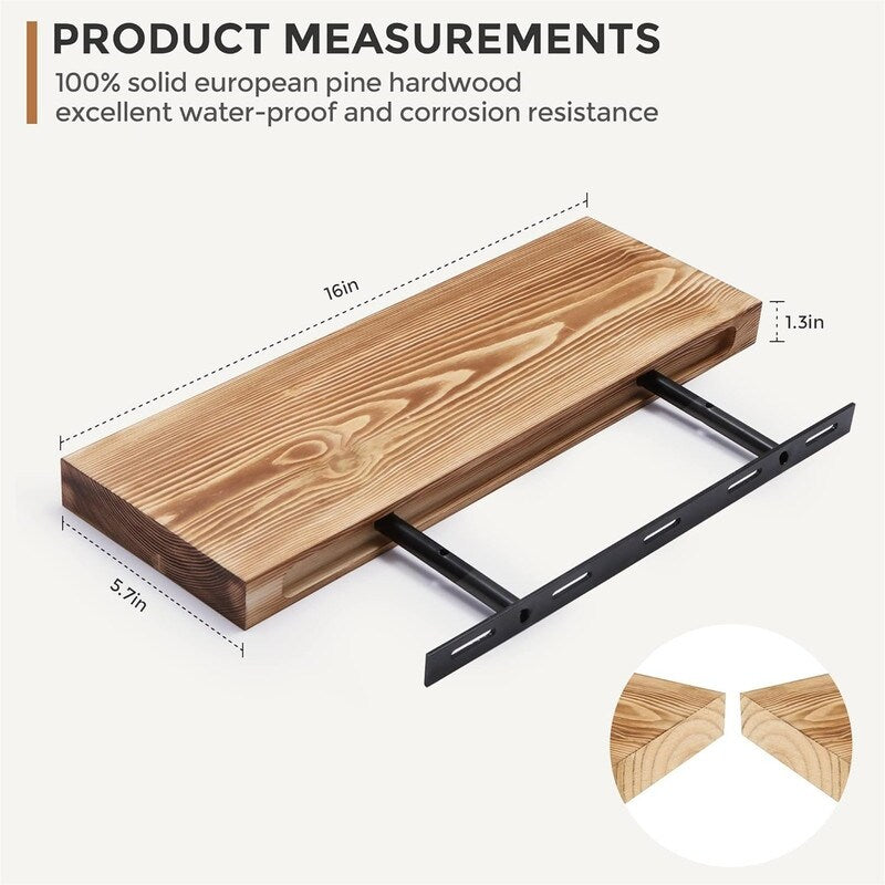 Floating Shelves Wall Mounted Set of 2 - 16"D x 5.7"W x 1.3"H