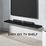 Floating Shelves Wall Mounted, 24 x 7 Inch Wall Shelves for Bathroom, Bedroom, Living Room, Black Shelves Set of 2 - AMFS05