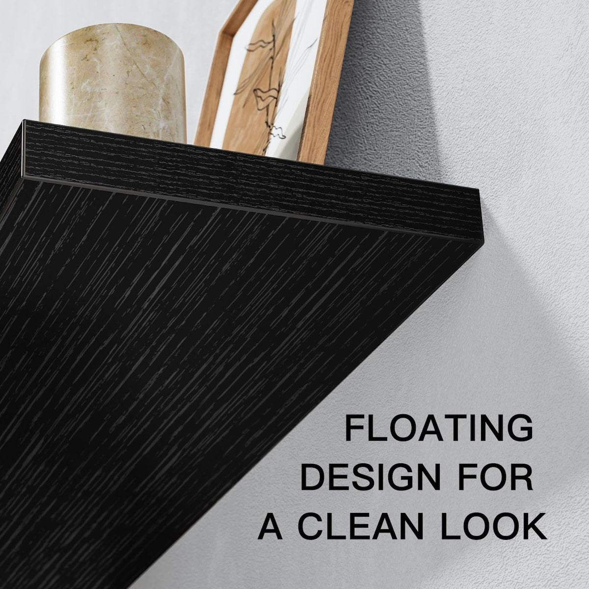 Floating Shelves Wall Mounted, 24 x 7 Inch Wall Shelves for Bathroom, Bedroom, Living Room, Black Shelves Set of 2 - AMFS05