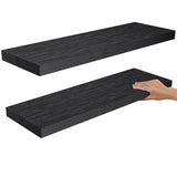 Floating Shelves Wall Mounted, 24 x 7 Inch Wall Shelves for Bathroom, Bedroom, Living Room, Black Shelves Set of 2 - AMFS05