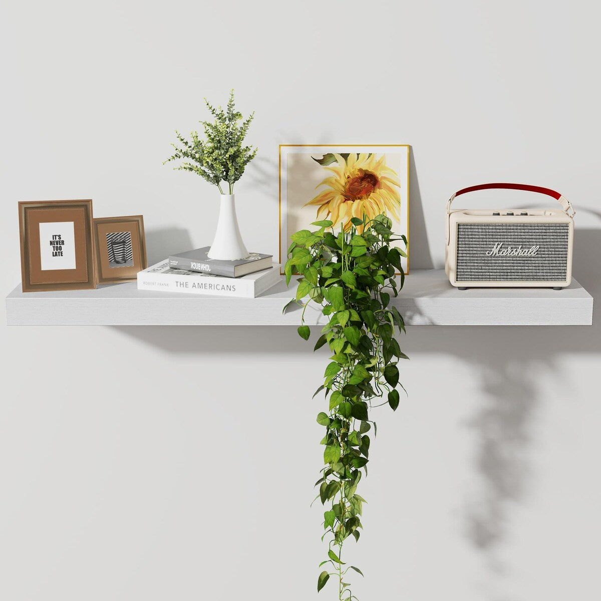 Floating Shelves, 8 Inch Deep Modern Solid Wood Wall Shelves