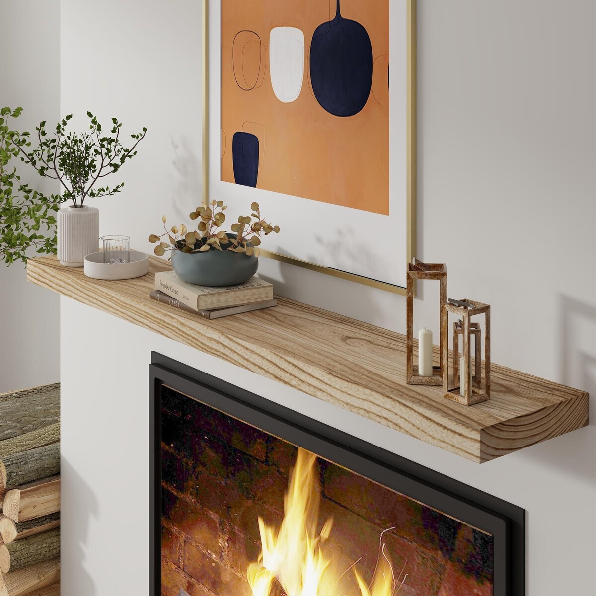 Floating Shelves, 8 Inch Deep Modern Solid Wood Wall Shelves