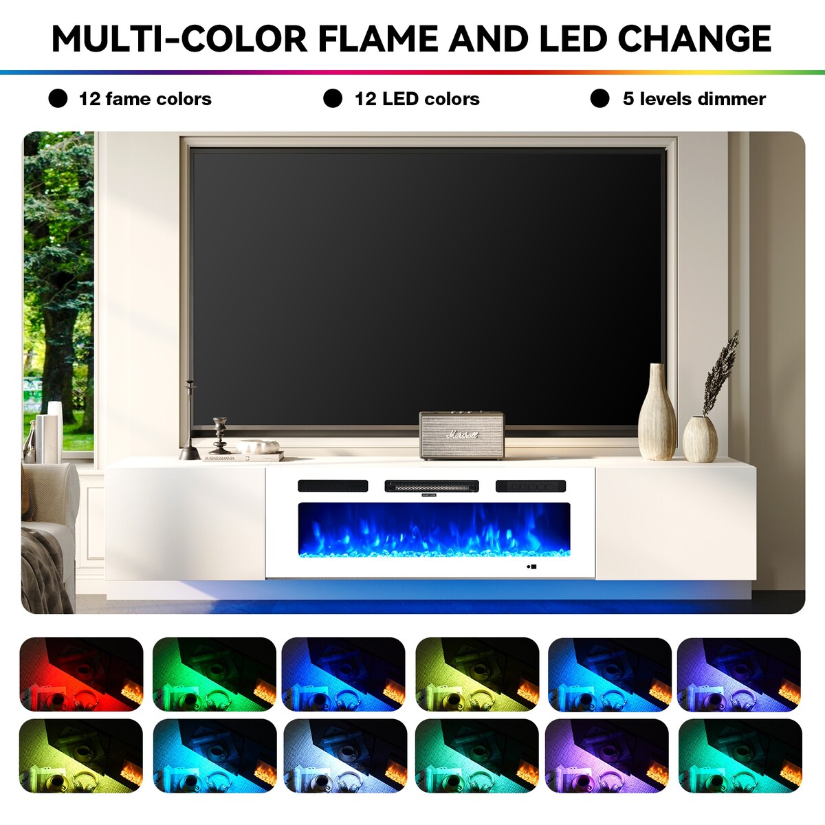 Floating TV Stand with 36" Electric Fireplace