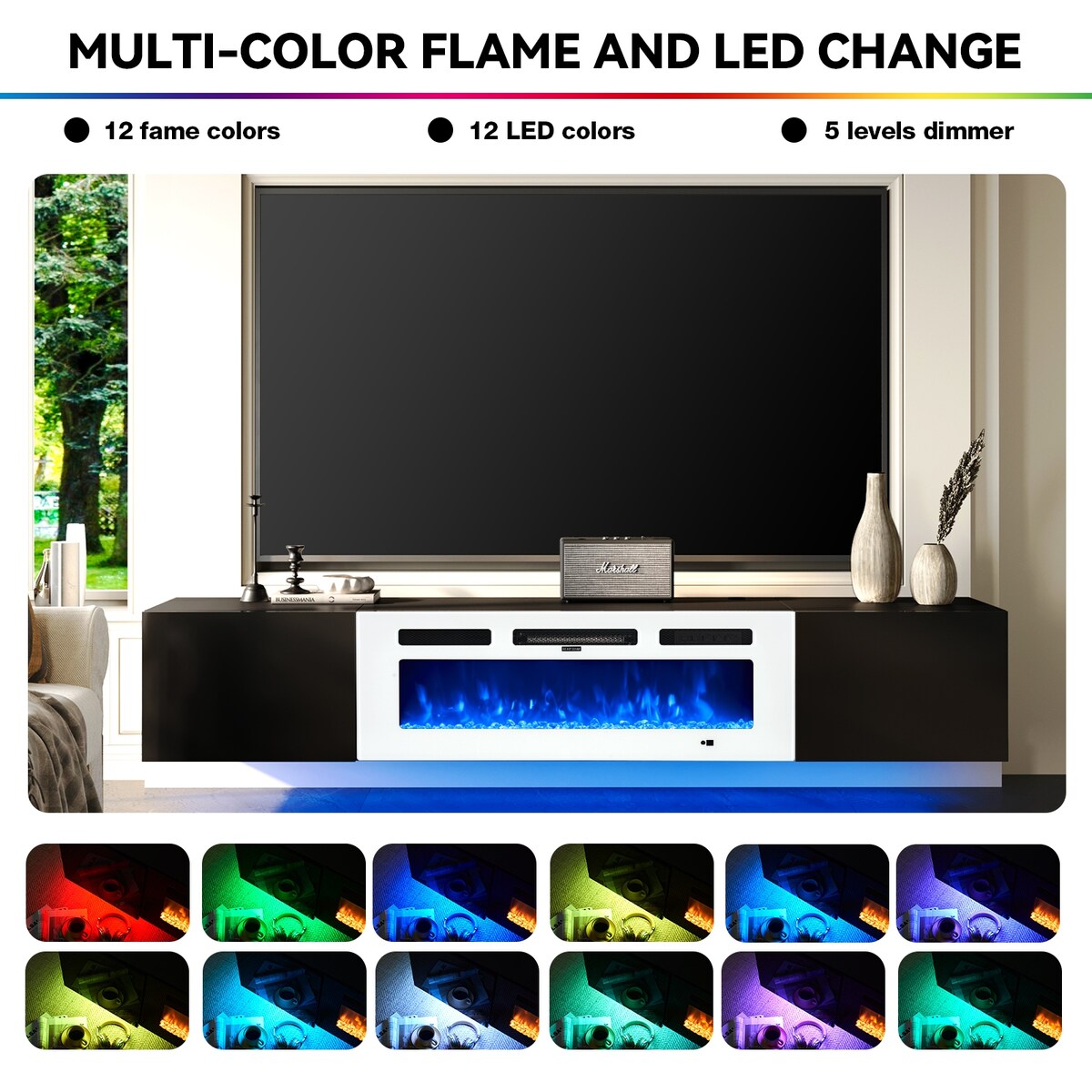 Floating TV Stand with 36" Electric Fireplace