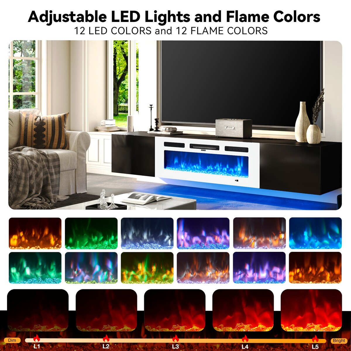 Floating TV Stand with 36" Electric Fireplace