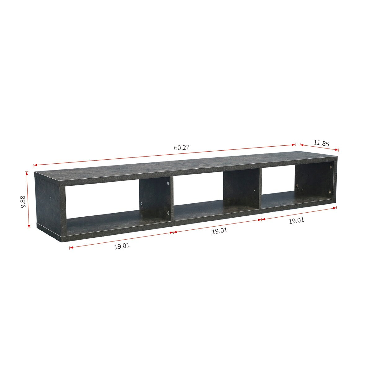 Floating Walnut/Grey TV Console, 60-Inch, Wall-Mounted Media Storage Unit for AV Components, Easy Assembly, Sturdy Construction