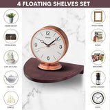 Floating Wood Shelves for Wall Semi Circle Round Set of 4 - Medium