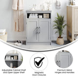 Floor Cabinet Storage Organizer with Magnetic Closure Doors and Shelves