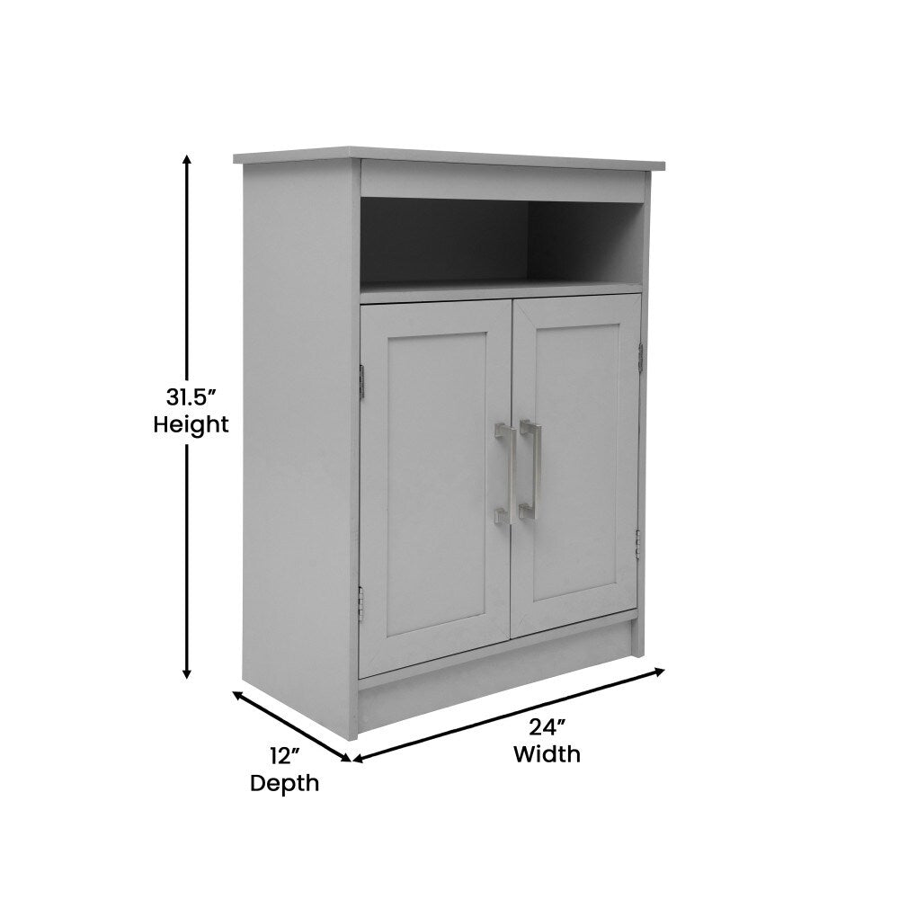 Floor Cabinet Storage Organizer with Magnetic Closure Doors and Shelves