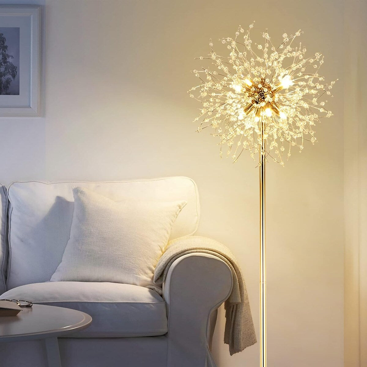 69"Crystal Floor Lamp,Modern Standing Lamp with K9 Crystal,LED Floor Lamp with On/Off Foot Switch, Metal Tall Pole Lamp
