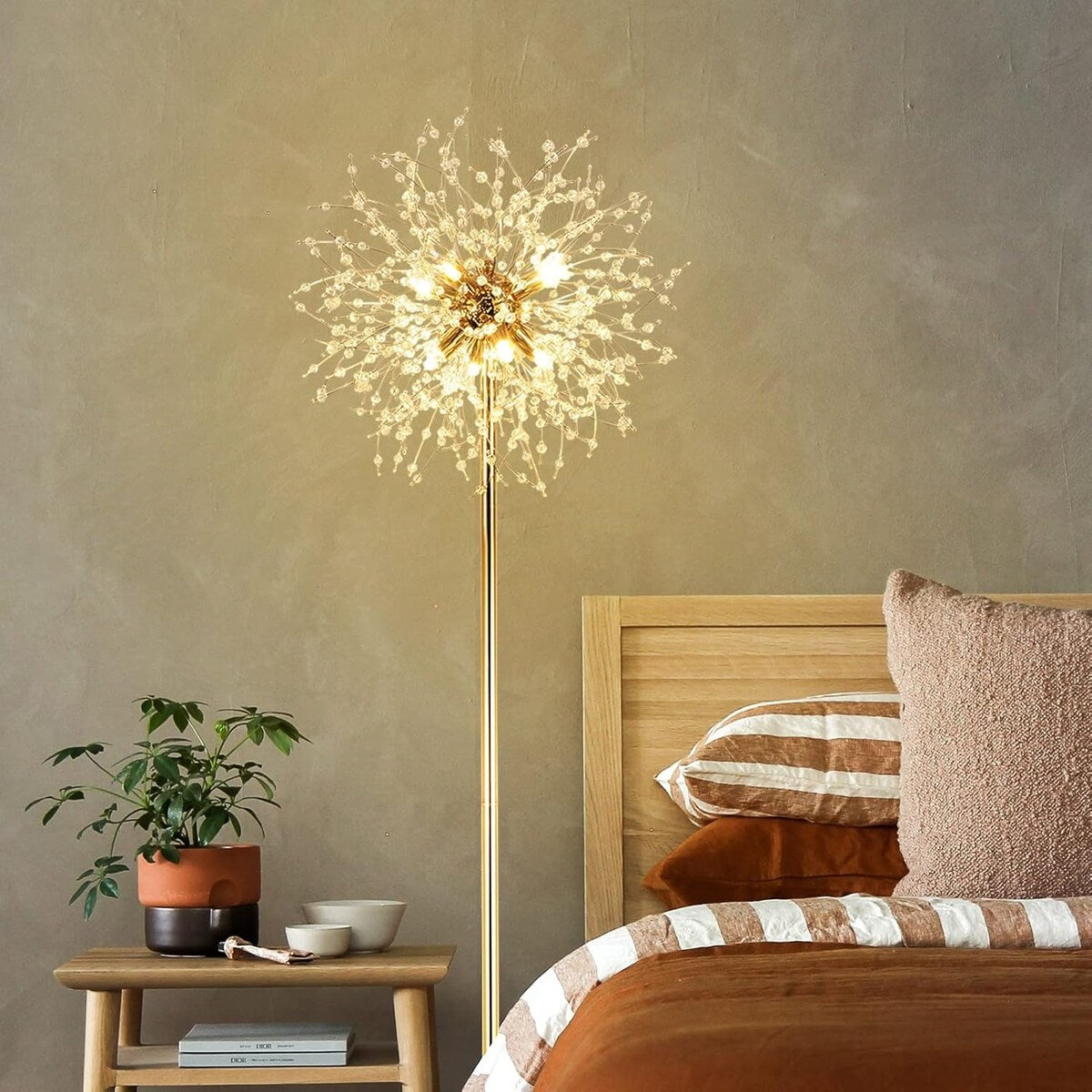 69"Crystal Floor Lamp,Modern Standing Lamp with K9 Crystal,LED Floor Lamp with On/Off Foot Switch, Metal Tall Pole Lamp