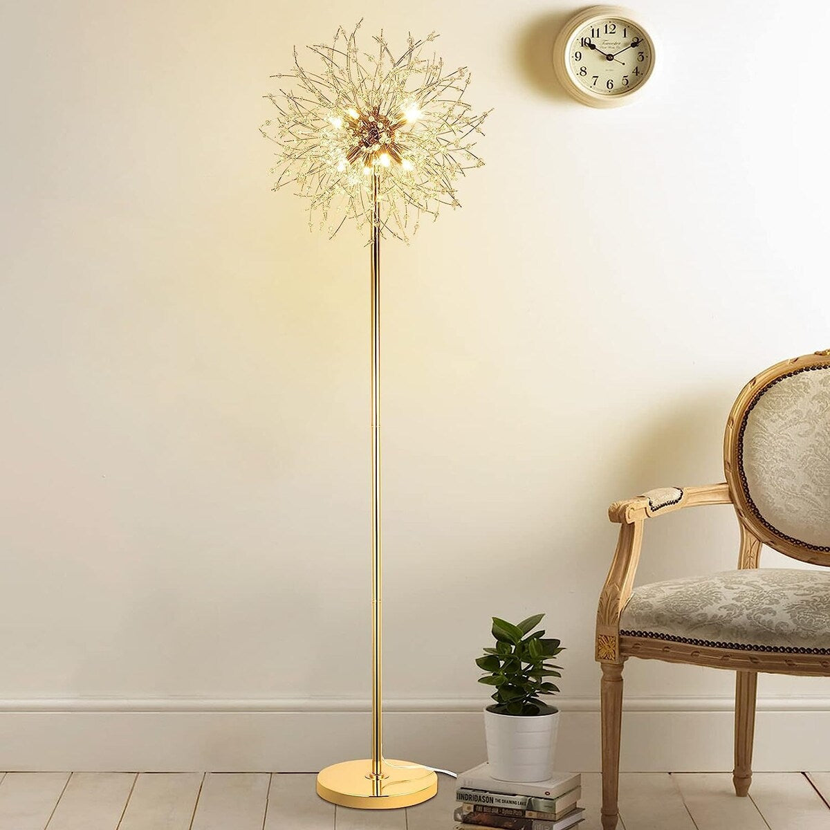 69"Crystal Floor Lamp,Modern Standing Lamp with K9 Crystal,LED Floor Lamp with On/Off Foot Switch, Metal Tall Pole Lamp