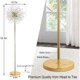 69"Crystal Floor Lamp,Modern Standing Lamp with K9 Crystal,LED Floor Lamp with On/Off Foot Switch, Metal Tall Pole Lamp