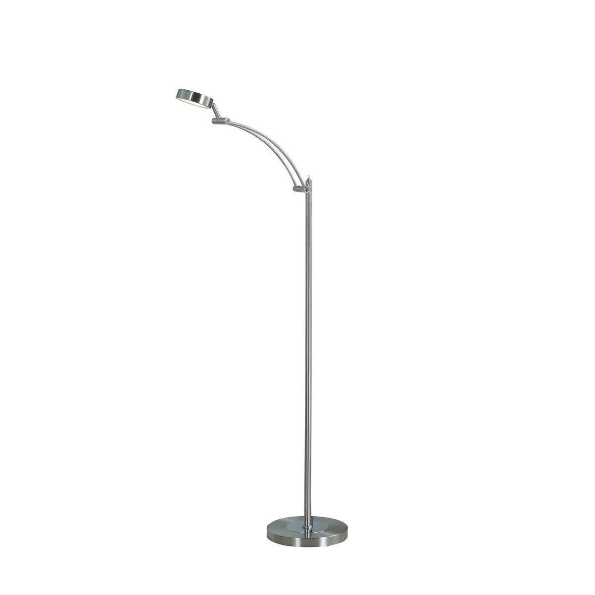 Floor Lamp with Metal Tube Design Body and Adjustable Head, Silver